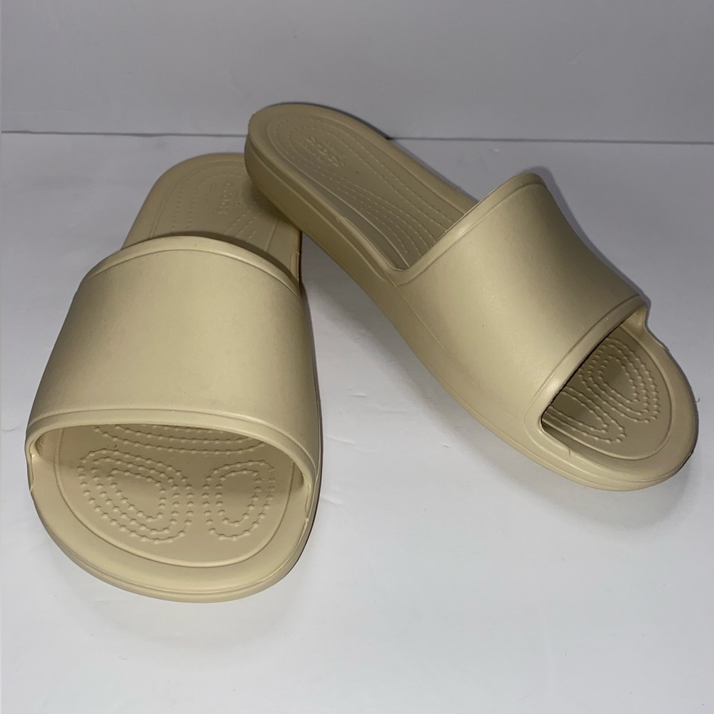 CROCS Women's Beige, Tan Slide Sandals Size 9 NWOT - Picture 9 of 9